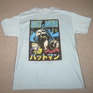 Batman Kanji Japanese Tee Shirt With Batman And Joker, Size Large